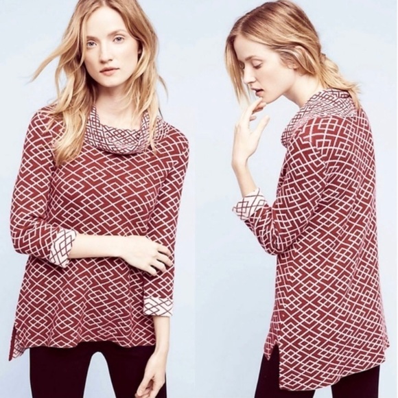 Anthropologie Sweaters - Anthropologie | Moth ‘Galena’ Cowl Neck Alpaca Printed Pullover Sweater Top